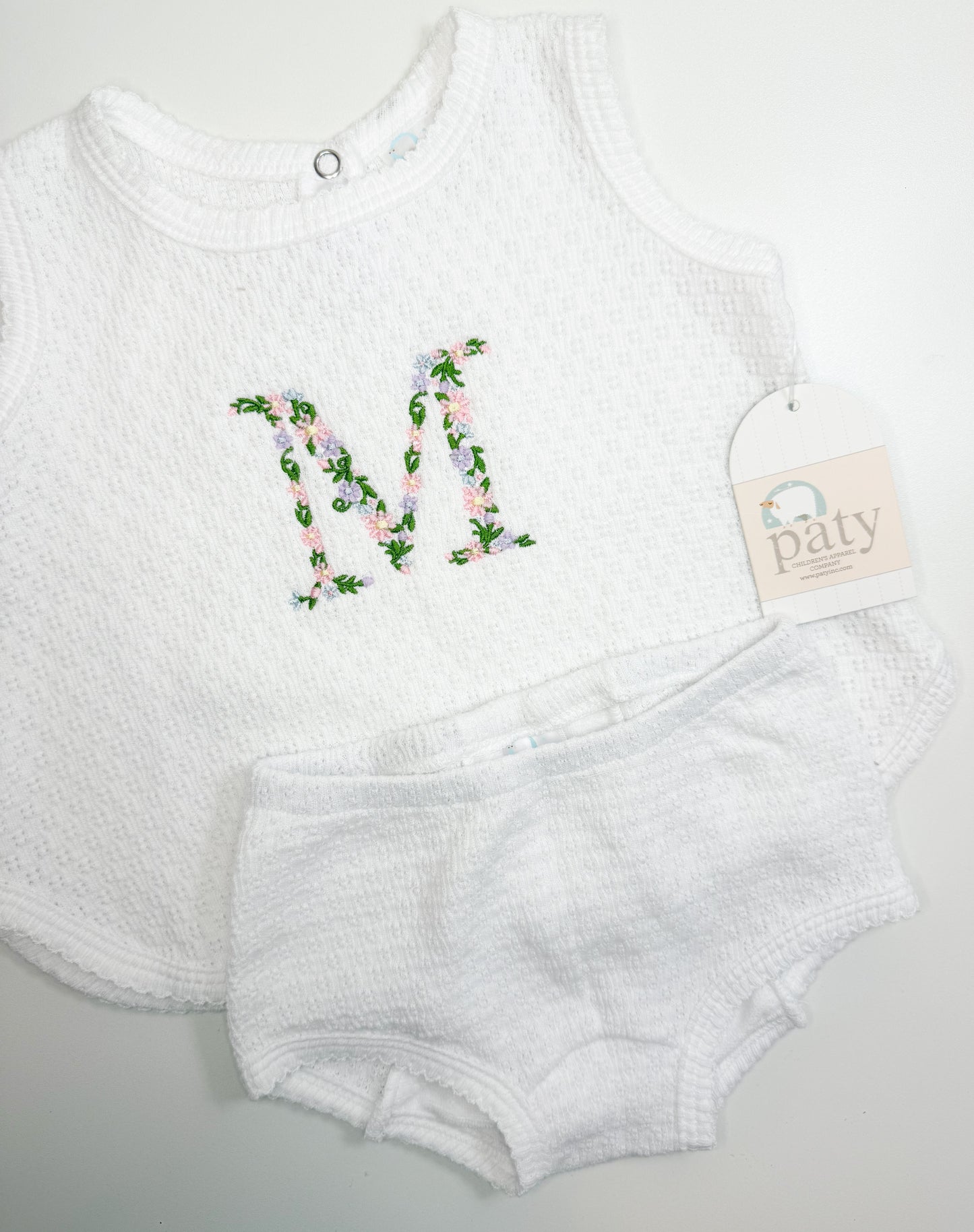 Paty Knit 2 Piece Diaper Set - White