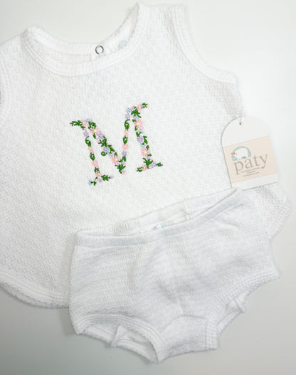 Paty Knit 2 Piece Diaper Set - White