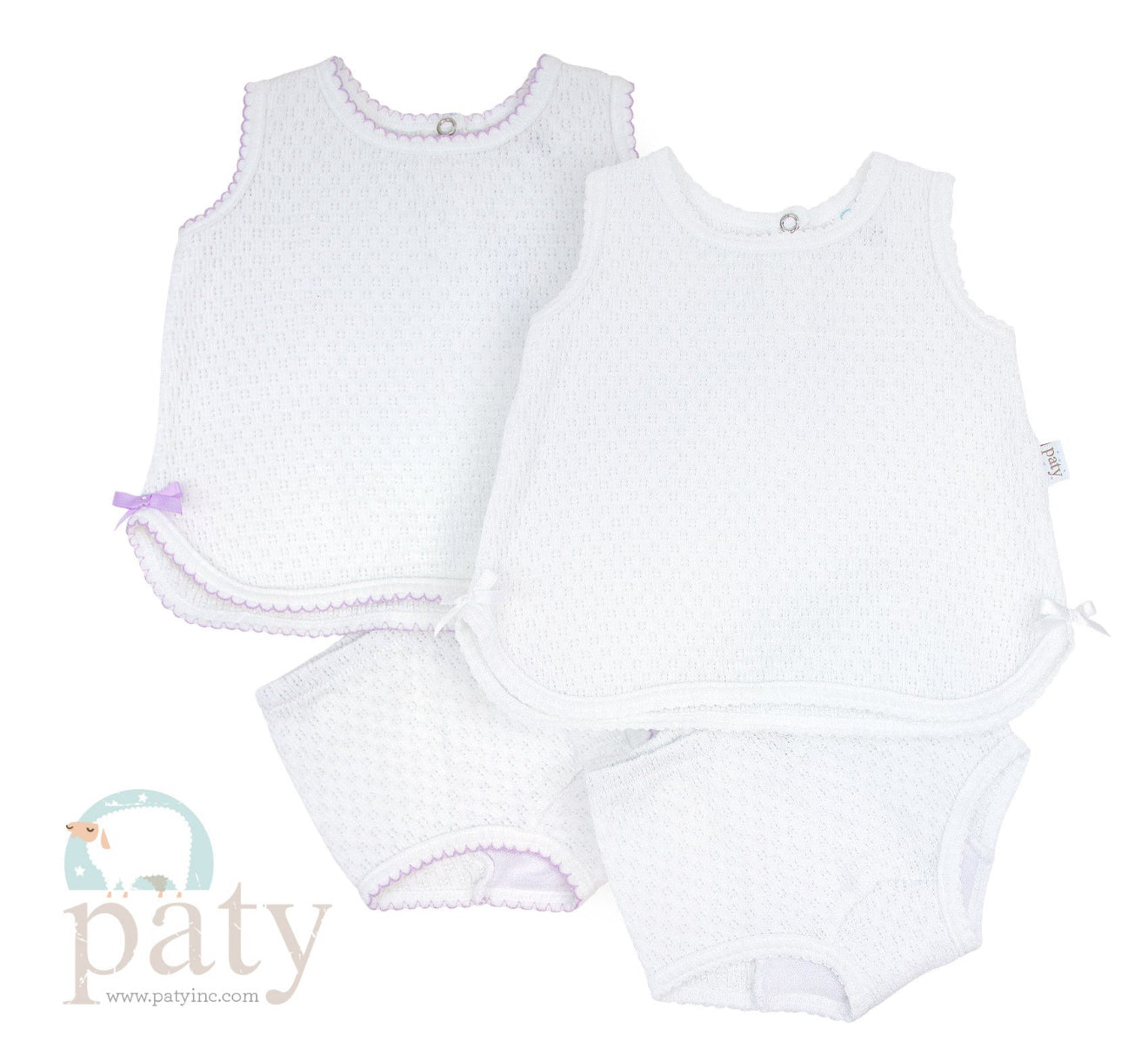 Paty Knit 2 Piece Diaper Set - White