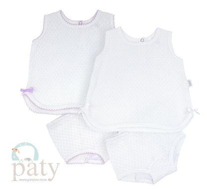 Paty Knit 2 Piece Diaper Set - White