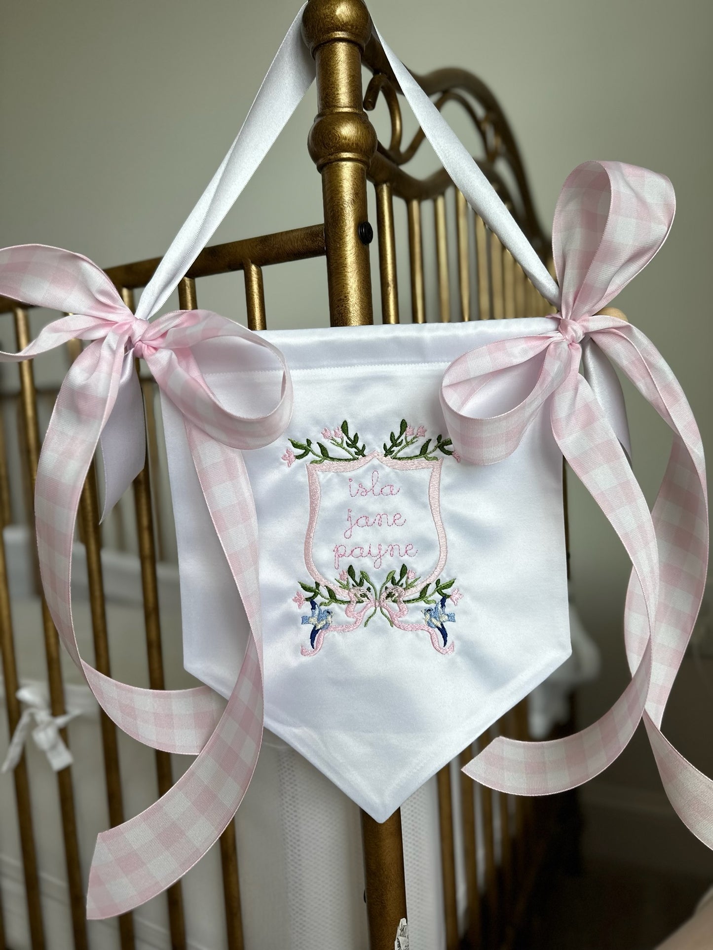 White Satin Baby Banner